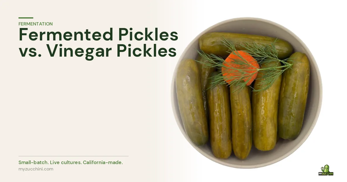 MyZucchini fresh onions — fermented pickles vs vinegar pickles comparison
